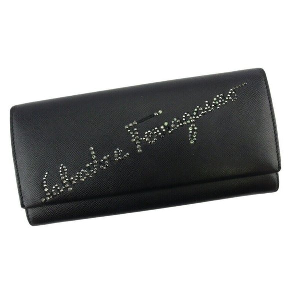 Salvatore ferragamo long wallet rhinestone leather Authentic used - Picture 1 of 8
